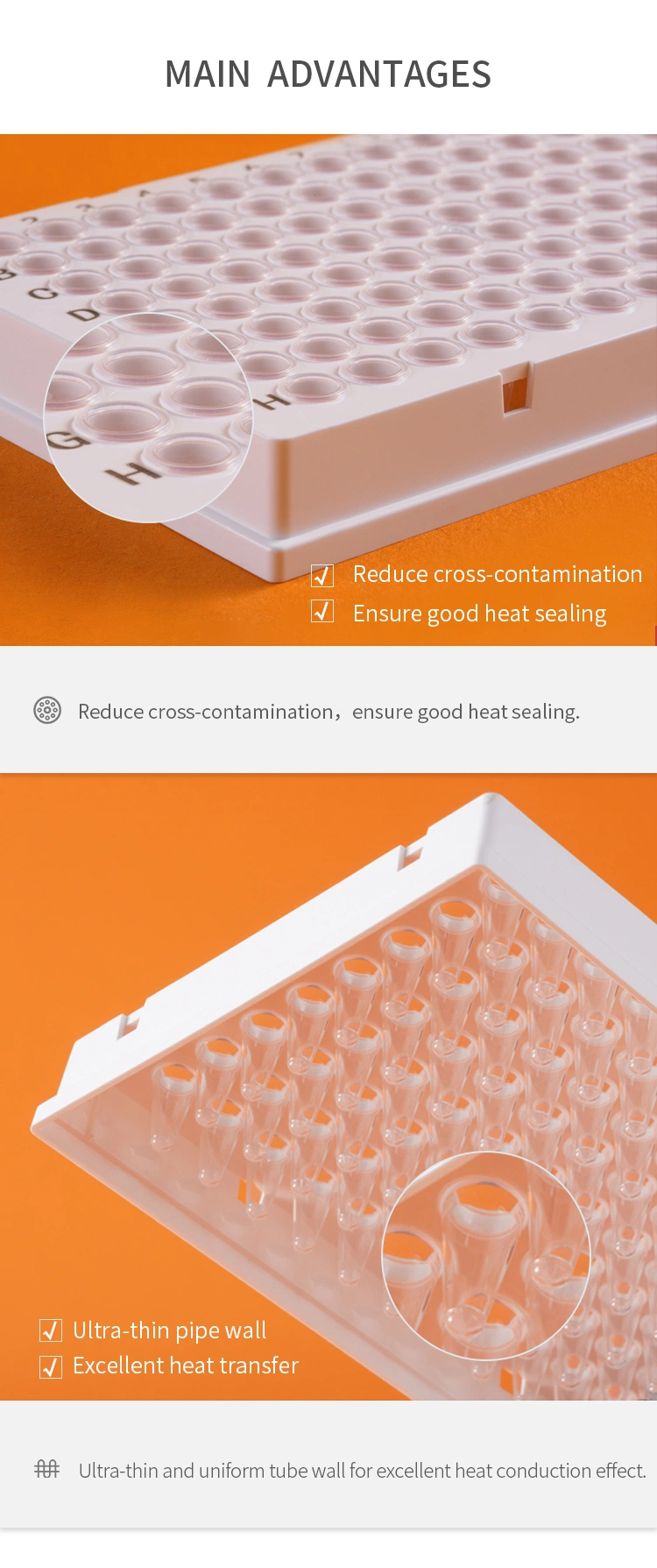 Laboratory Consumables 0.1ml 0.2ml 96 Well 2-Component PCR Plate